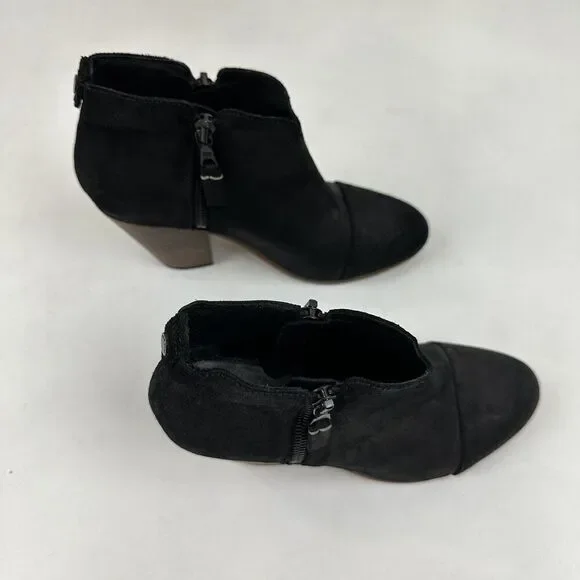 RAG & BONE NEW YORK Margot Black Leather Heeled Side Zip Ankle Booties 7.5/37.5 - Picture 8 of 13